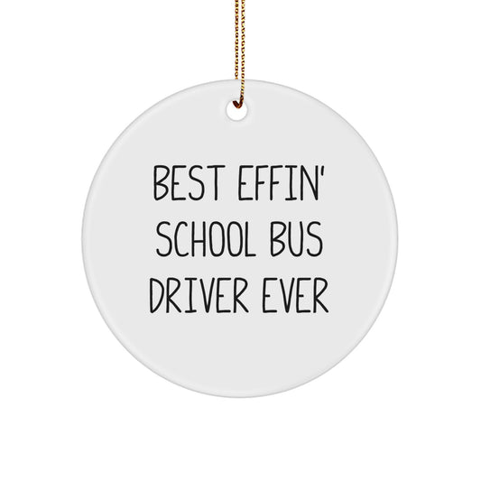 Funny School Bus Driver Circle Ornament Gifts for Men Women Friends Coworkers Family - Image 1