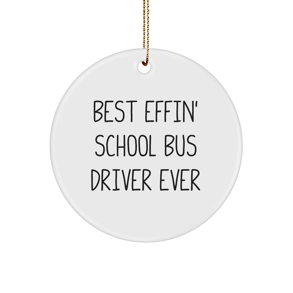 Funny School Bus Driver Circle Ornament Gifts for Men Women Friends Coworkers Family - Image 1