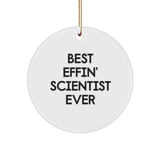 Funny Scientist Gifts from Men to Friends, Funny Circle Ornament for Scientist Lab Friends Christmas Unique Gifts, Best 'Effin' Scientist Ever - Image 1