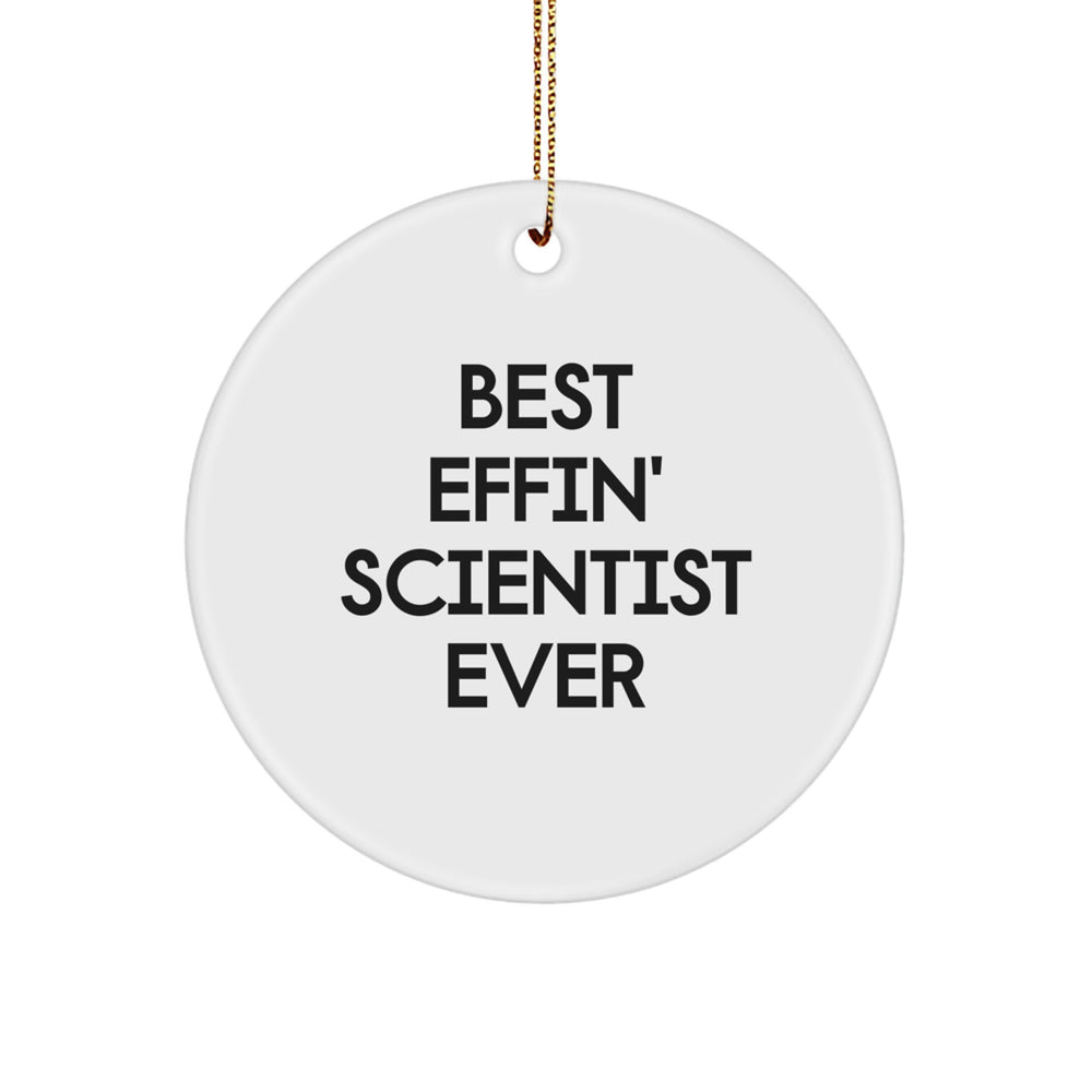 Funny Scientist Gifts from Men to Friends, Funny Circle Ornament for Scientist Lab Friends Christmas Unique Gifts, Best 'Effin' Scientist Ever - Image 1