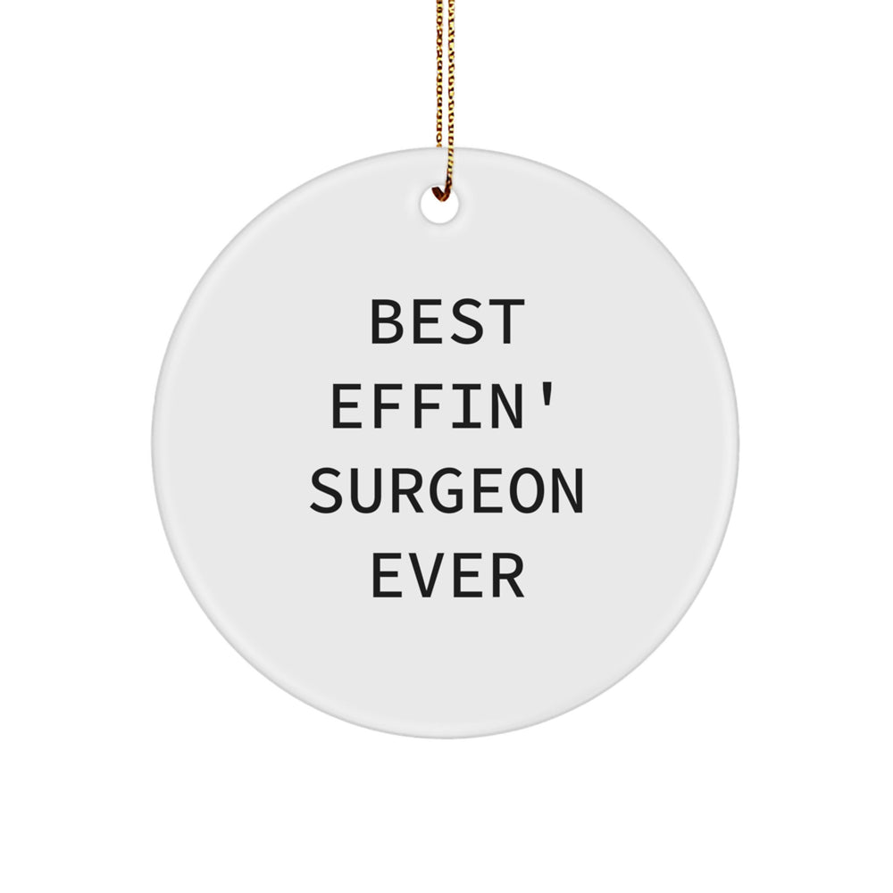 Funny Surgeon Gifts for Surgeon, Best Effin' Surgeon Ever Circle Ornament, Christmas Unique Gifts from Friends - Image 1