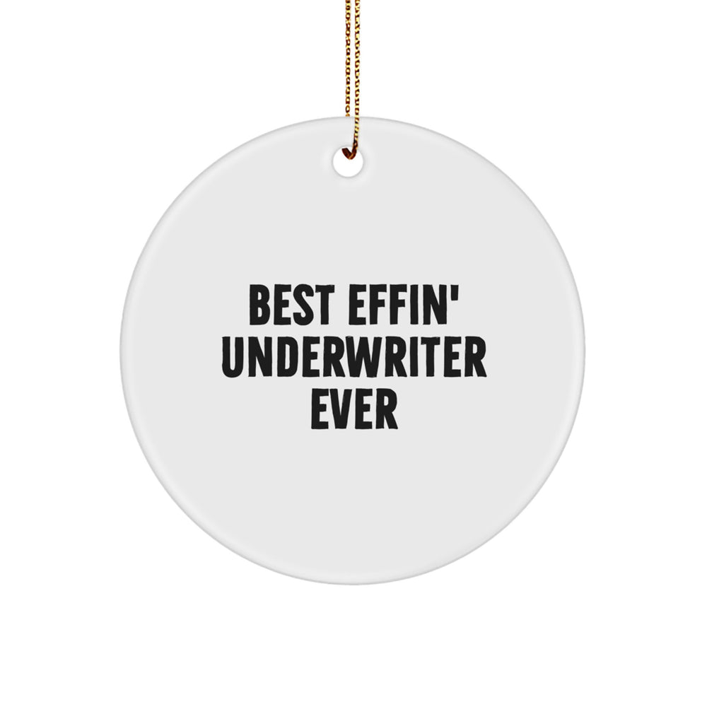 Funny Underwriter Gifts for Underwriter, Cute Circle Ornament, Christmas Unique Gifts from Friends, Best Effin' Underwriter Ever Quote - Image 1