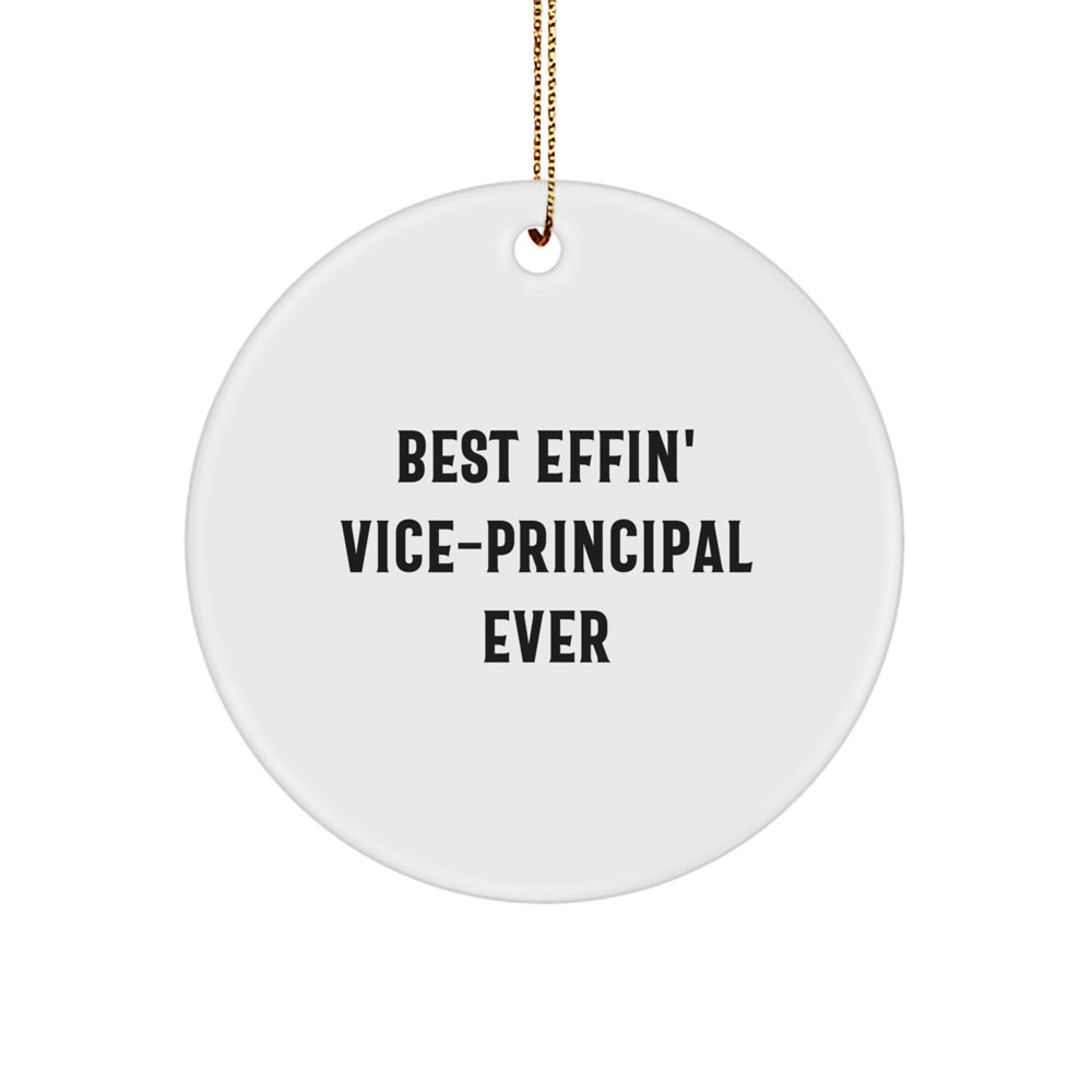 Funny Vice-principal Gifts, Best Effin' Vice-principal Ever Circle Ornament, Christmas Unique Gifts for Vice-principal Men from Friends - Image 1