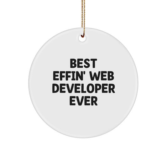 Funny Web Developer Christmas Unique Gifts from Men to Friends, Best Effin' Web Developer Ever Circle Ornament for Web Developers, Unique Circle Decorations - Image 1