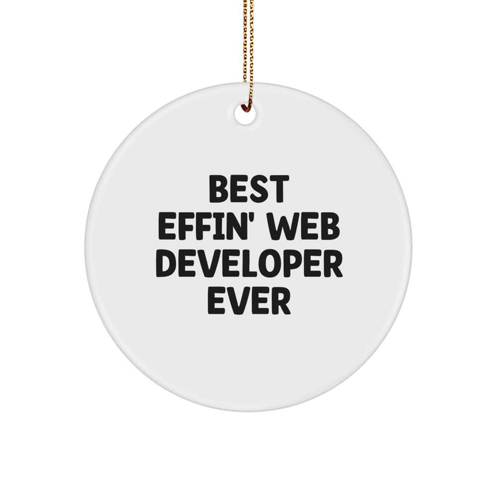 Funny Web Developer Christmas Unique Gifts from Men to Friends, Best Effin' Web Developer Ever Circle Ornament for Web Developers, Unique Circle Decorations - Image 1