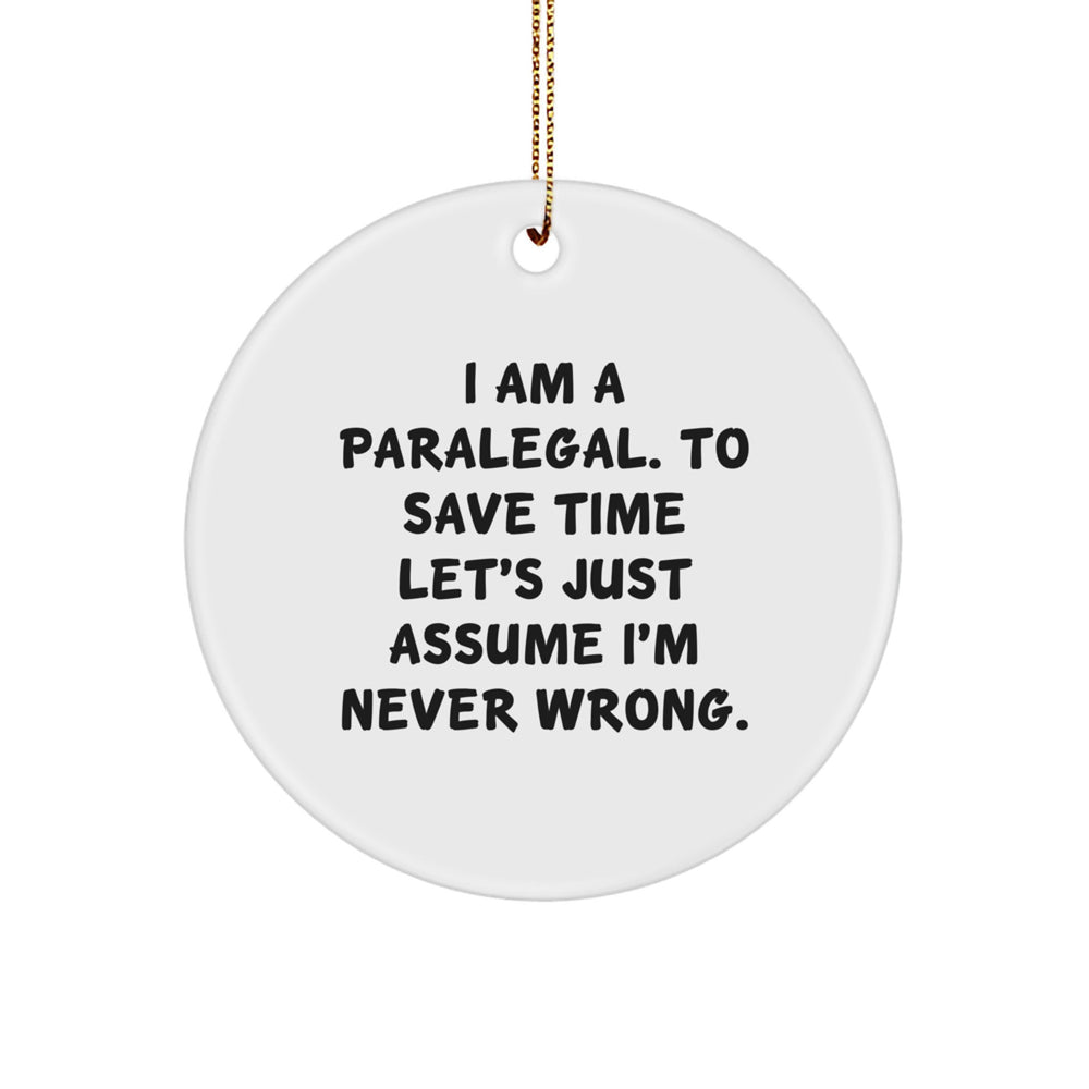 Funny Paralegal Gifts for Men, Women, Friends, Coworkers from Family, Paralegal Circle Ornament Christmas Unique Gifts - Image 1