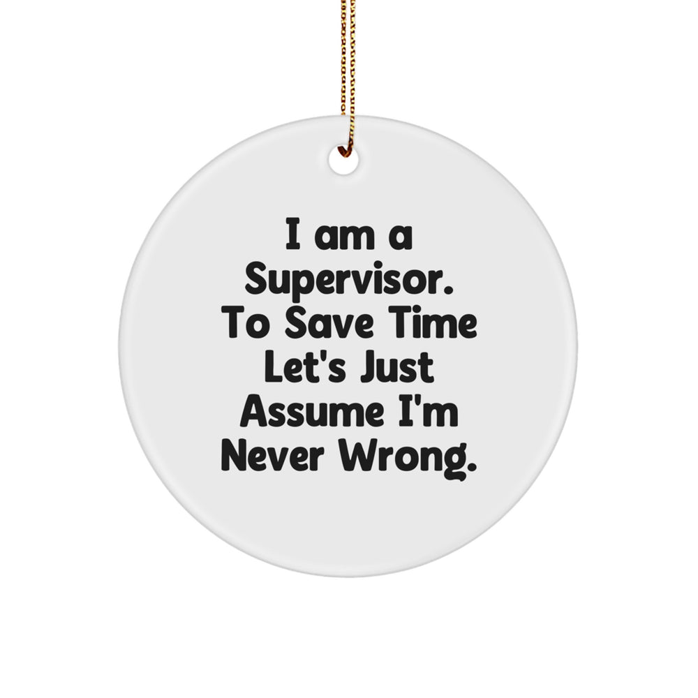 Funny Supervisor Gifts from Men, Christmas Unique Circle Ornaments for Supervisor, I 'm Never Wrong Ornament - Image 1