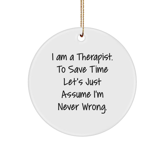 Funny Therapist Gifts from Family for Therapist Christmas Unique Circular Ornament Present - Image 1