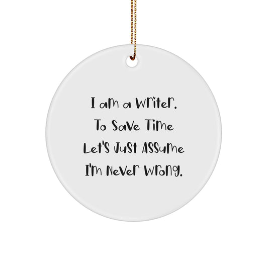 Funny Writer Circle Ornament Gifts for Writers from Friends, Christmas Unique Gifts for Writer - Image 1