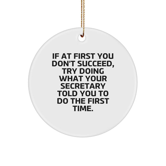 Funny Secretary Gifts from Friends, Cute Circle Ornament for Christmas Unique Gifts, Inspirational Quote for Women on Her Desk - Image 1