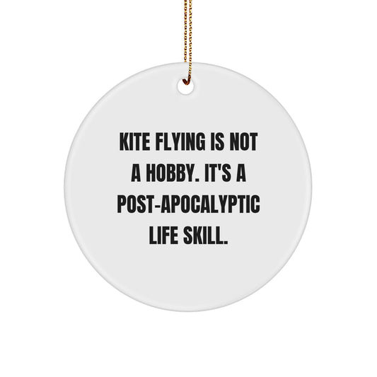 Kite Flying Gifts for Men, Funny Kite Flying Christmas Unique Gifts from Friends, Circle Ornament with Excellent Sublimation Printing, Kite Flying Is Not A Hobby - Image 1