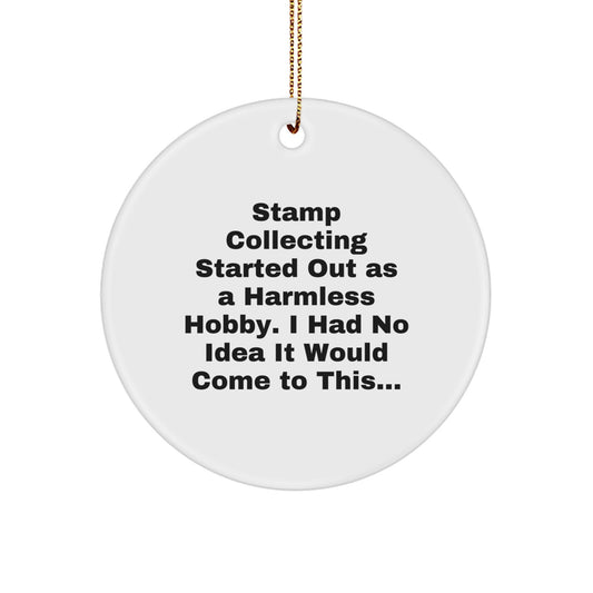 Funny Stamp Collecting Gifts for Men, Women, Friends, Coworkers, Family | Circle Ornament for Stamp Collecting Enthusiasts | Christmas Unique Gifts from Friends - Image 1