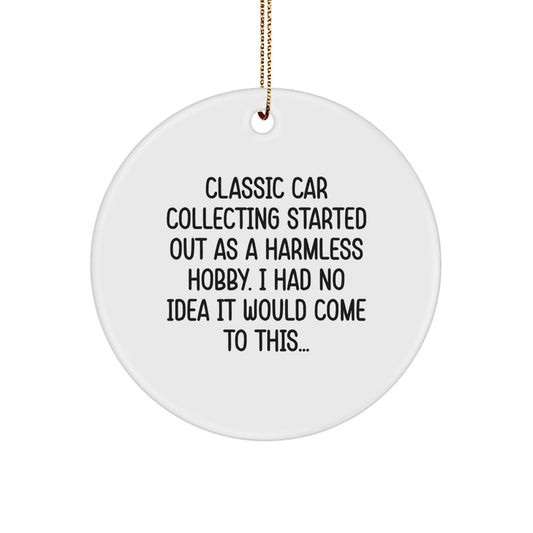 Funny Classic Car Collecting Gifts for Men - Classic Car Collecting Circle Ornament, Gifts from Friends to Classic Car Enthusiasts, Christmas Unique Gifts for Classic Car Collectors - Image 1