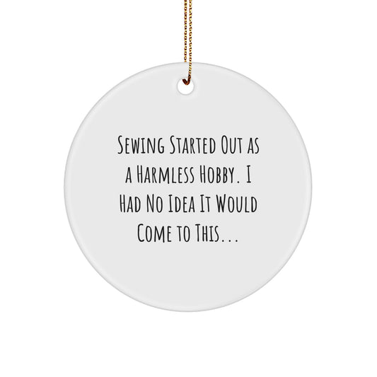 Sewing Gifts from the Heart - Funny Christmas Circle Ornament for Sewing Enthusiasts, Friends, and Family - Unique Decoration Idea for Home, Office, or Studio - Image 1