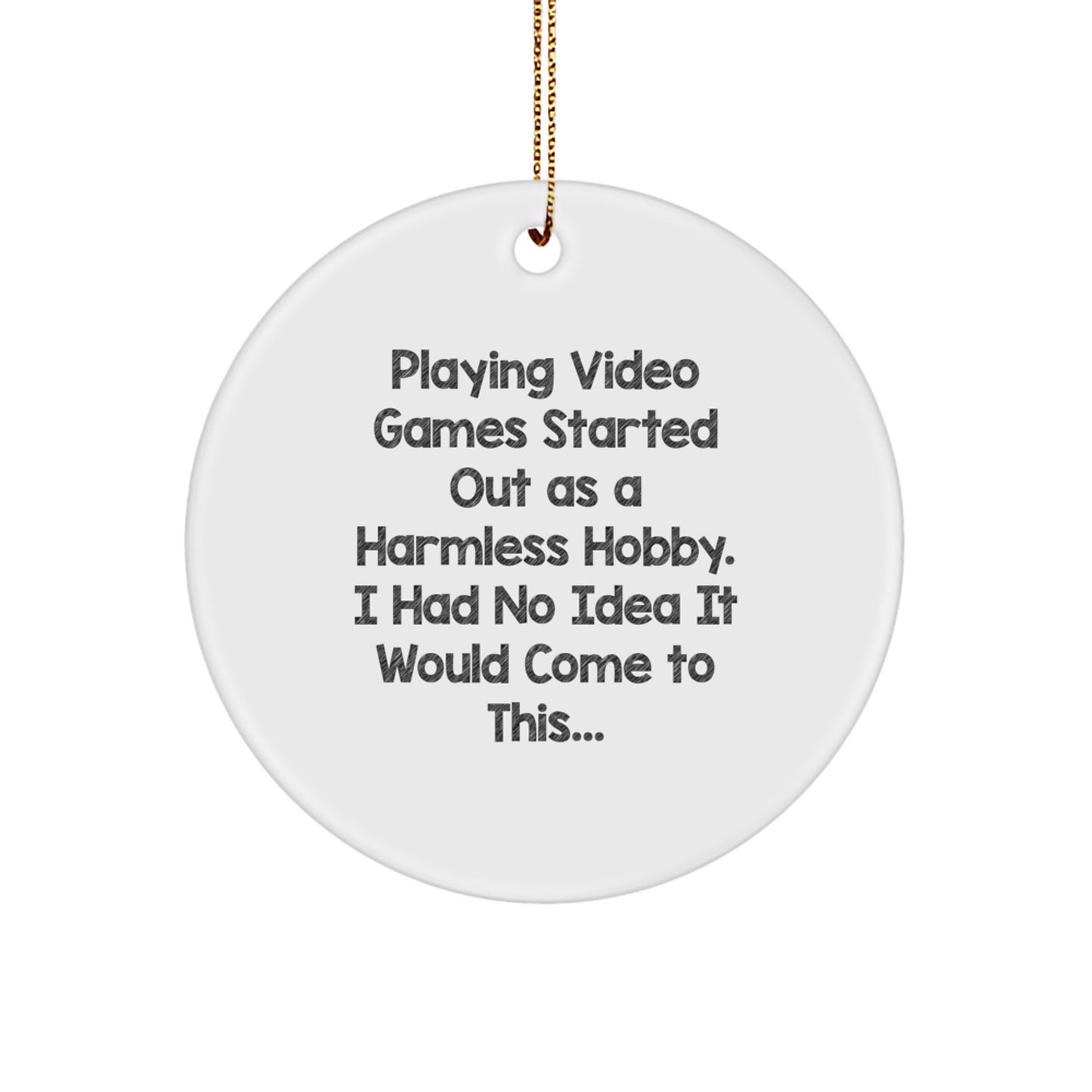 Funny Playing Video Games Circle Ornament, Gifts from Friends to Family for Men and Women, Christmas Unique Ornaments for Gamers - Image 1
