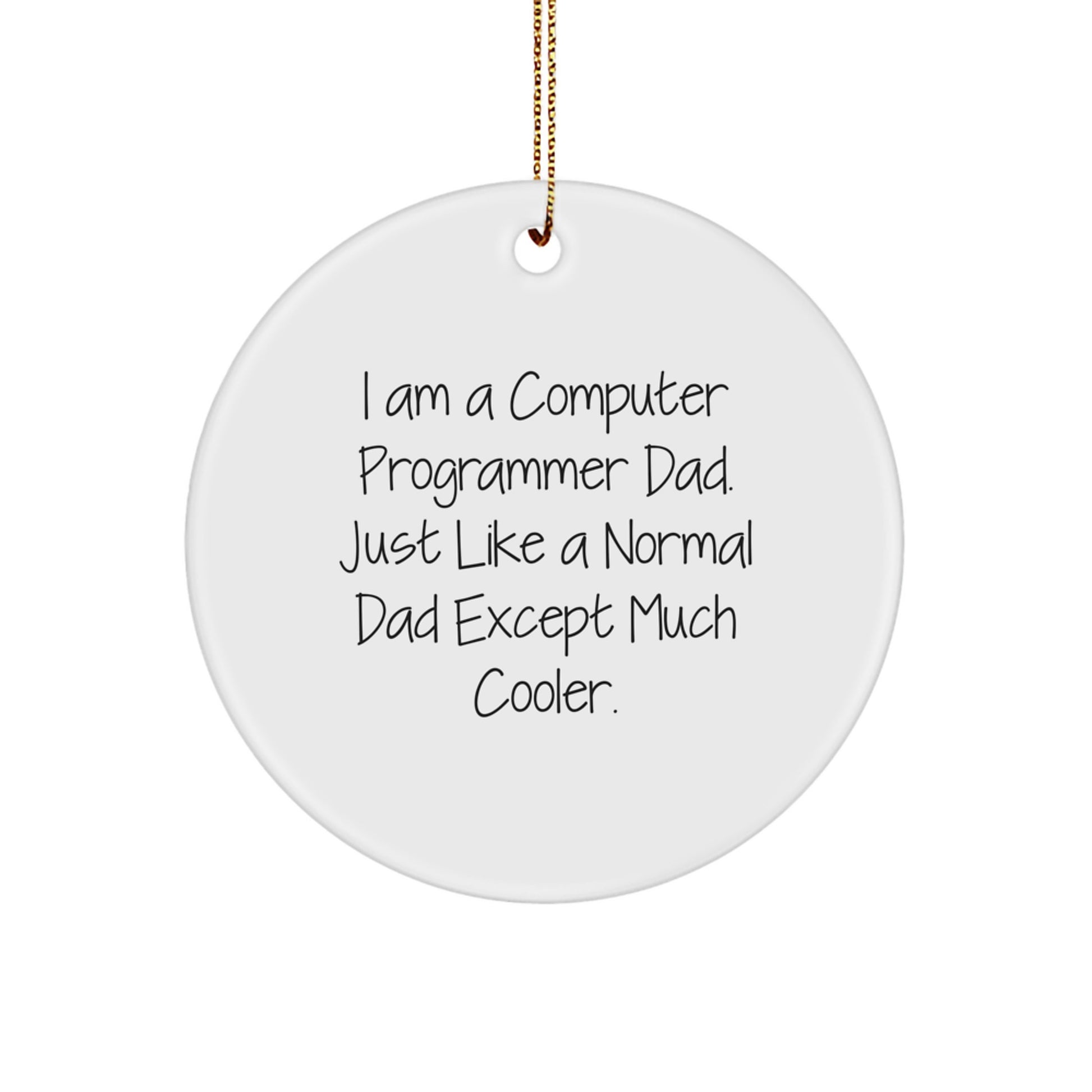 Funny Computer Programmer Dad Gifts for Men, 'I Am A Computer Programmer Dad' Circle Ornament, Christmas Unique Decorations from Dad to Son - Image 1