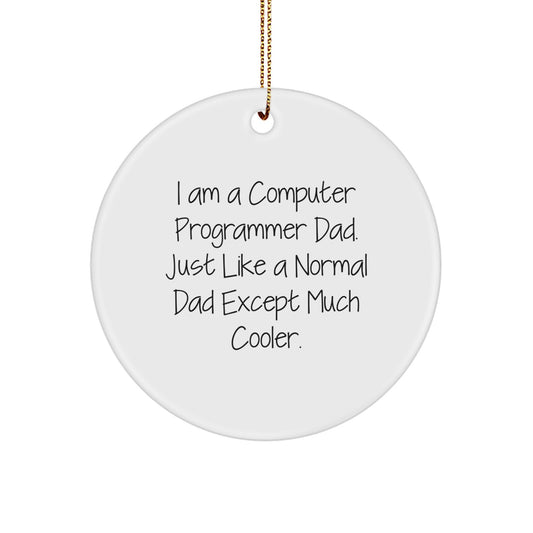 Funny Computer Programmer Dad Gifts for Men, 'I Am A Computer Programmer Dad' Circle Ornament, Christmas Unique Decorations from Dad to Son - Image 1