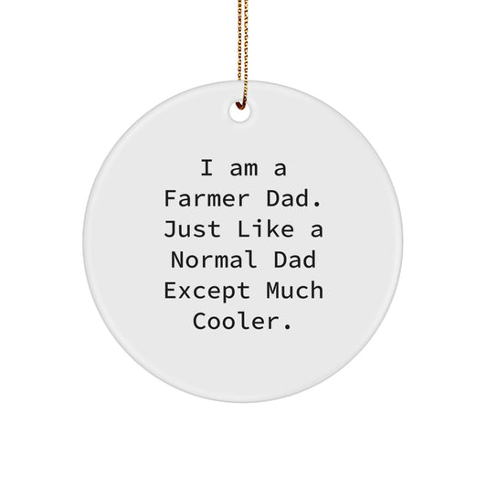 Funny Farmer Christmas Unique Gifts from Friends to Farmer Dad Circle Ornament, Cute White Circle Shaped, Christmas Unique Gifts for Farmer Men - Image 1