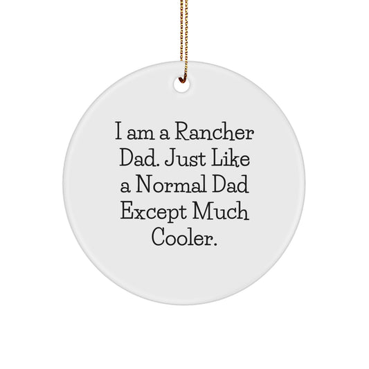 Funny Rancher Dad Gifts from Family for Christmas Unique Circle Ornament - Image 1