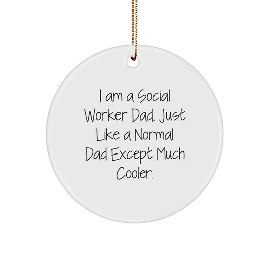 Funny Social Worker Gifts from Dad, Social Worker Christmas Unique Gifts, Circle Ornament for Social Worker Men - Image 1
