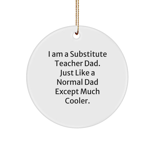 Funny Substitute Teacher Gifts for Men - Unique Christmas Unique Circle Ornament from Dad - I Am A Substitute Teacher Dad - Image 1