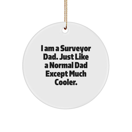 Funny Surveyor Dad Gifts for Christmas Unique Circle Ornament from Men to Surveyor Friends - Image 1