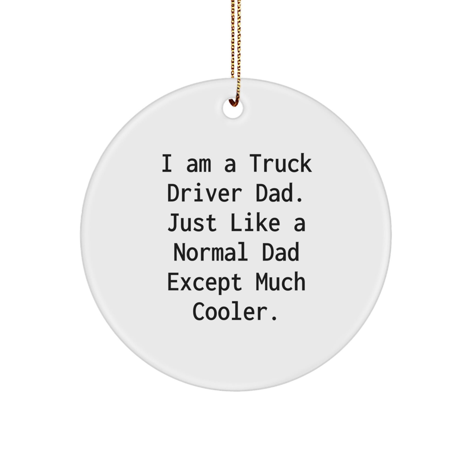Truck Driver Dad Gifts - Funny Circle Ornament for Christmas, Gift from Family to Husband, Father and Son, Unique Present for Trucker Men - Image 1