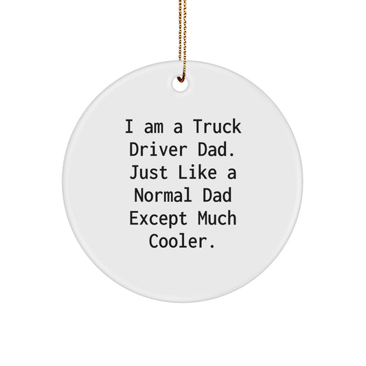 Truck Driver Dad Gifts - Funny Circle Ornament for Christmas, Gift from Family to Husband, Father and Son, Unique Present for Trucker Men - Image 1
