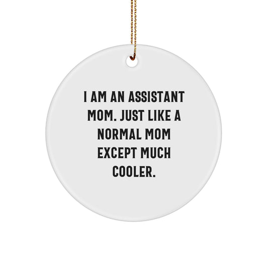 Funny Assistant Mom Gifts from Friends, Coworkers, Family - Christmas Unique Circle Ornament - Image 1