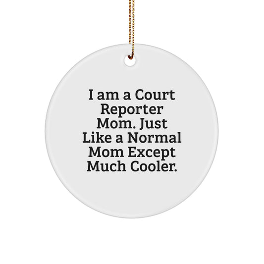Funny Court Reporter Gifts from Mom for Court Reporter Friends - Court Reporter Christmas Unique Ornaments Circle Shape - Image 1