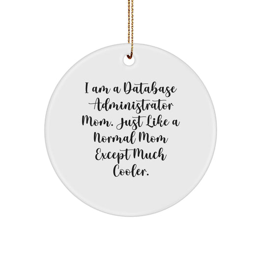 Funny Database Administrator Gifts for Friends, Circle Ornament, I Am A Database Administrator Mom, Much Cooler Christmas Unique Gifts from Family - Image 1