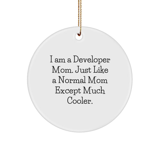 Developer Mom Circle Ornament Funny Christmas Unique Gifts for Developer Friends from Family - Image 1