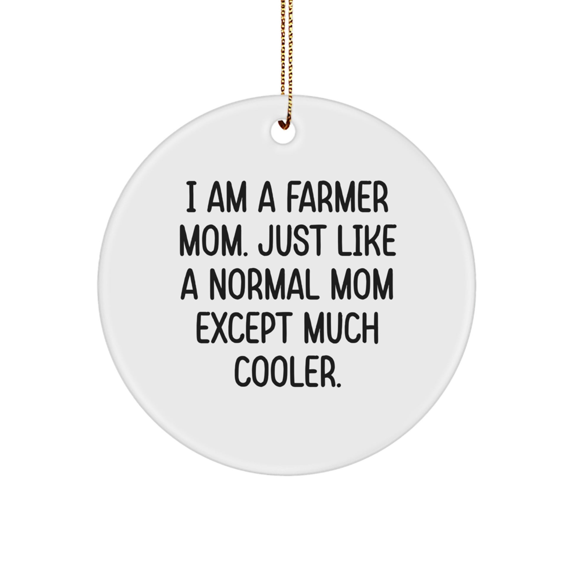Funny Farmer Gifts for Family - I Am A Farmer Mom Circle Ornament, White, Christmas Unique Gifts from Friends - Image 1
