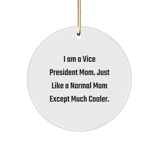 Gifts from Friends - Vice President Mom Circle Ornament, Funny Quote, Christmas Unique Gifts, Vice President Gifts, Office Decor - Image 1
