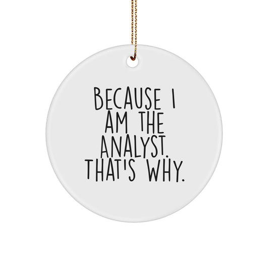Funny Analyst Gifts for Men from Friends and Family because 'I Am The Analyst. That's Why.' Christmas Unique Circle Ornament - Image 1