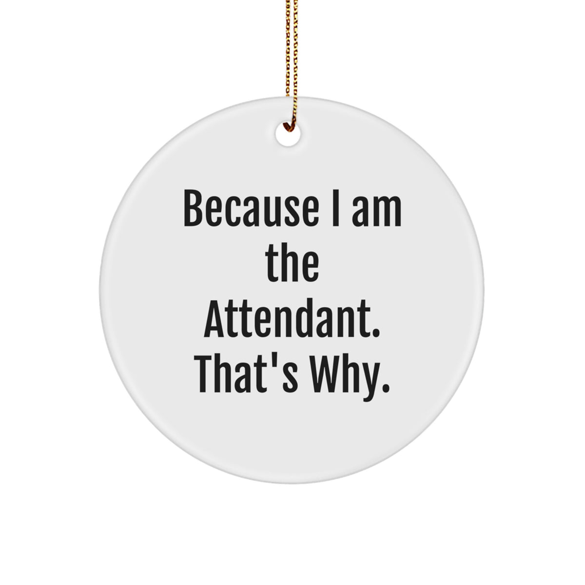 Funny Circle Ornament Attendant Gifts for Men Women Friends Family - 'Because I Am The Attendant. That's Why.' Christmas Unique Gifts from Men to Attendant - Image 1