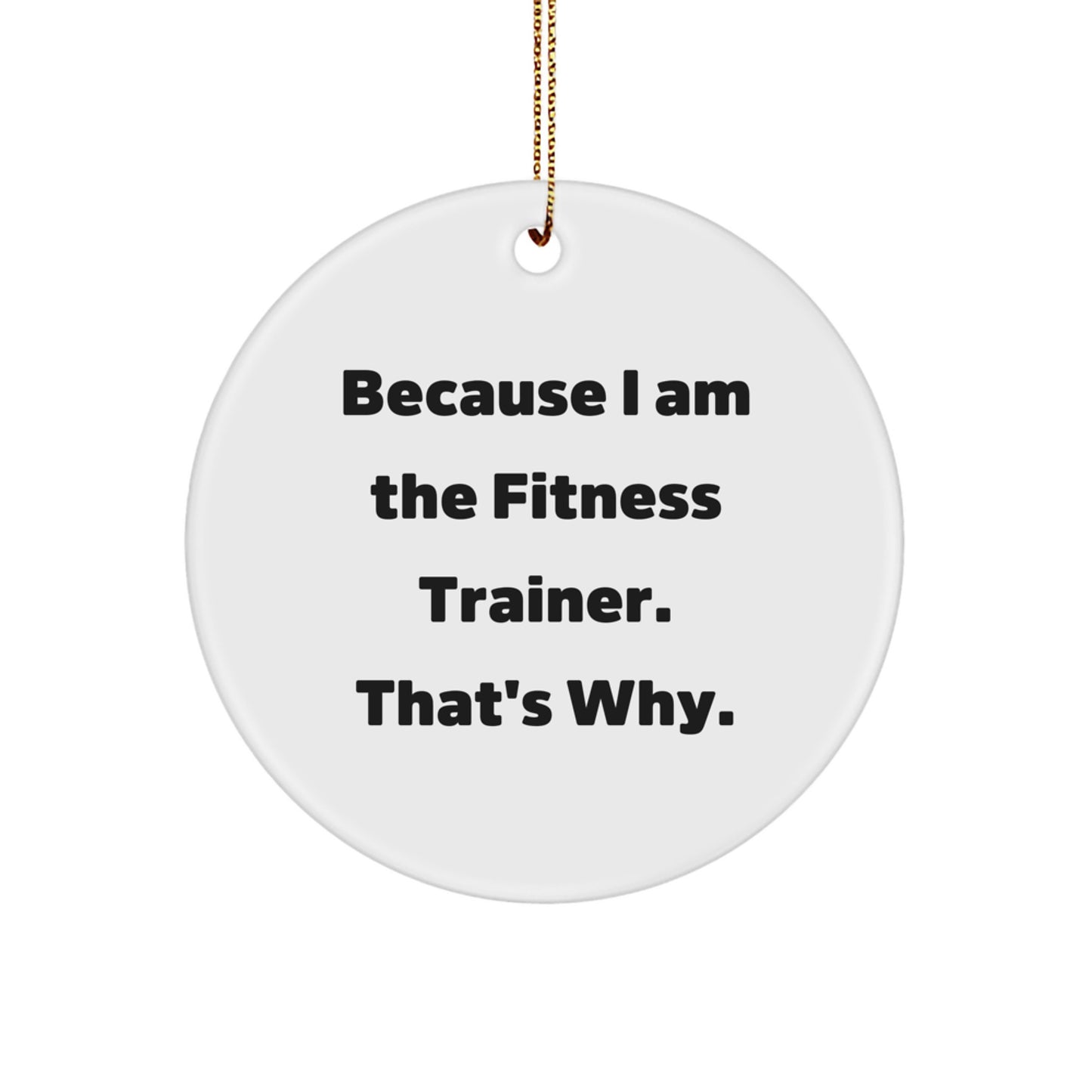 Funny Fitness Trainer Gifts for Men - Circle Ornament Because 'I Am The Fitness Trainer. That's Why.' - Christmas Unique Gifts for Fitness Trainers from Friends - Image 1