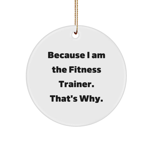 Funny Fitness Trainer Gifts for Men - Circle Ornament Because 'I Am The Fitness Trainer. That's Why.' - Christmas Unique Gifts for Fitness Trainers from Friends - Image 1