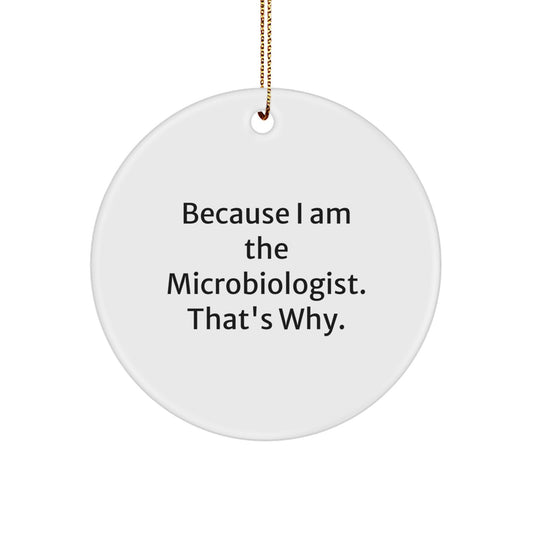 Funny Microbiologist Gifts from Friends for Men, Circle Ornament Because I Am The Microbiologist That's Why, Unique Christmas Decorations - Image 1