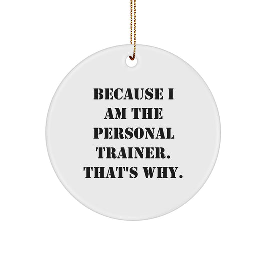 Funny Personal Trainer Gifts from Men to Friends, Christmas Unique Circle Ornament, Personal Trainer That's Why Quote - Image 1