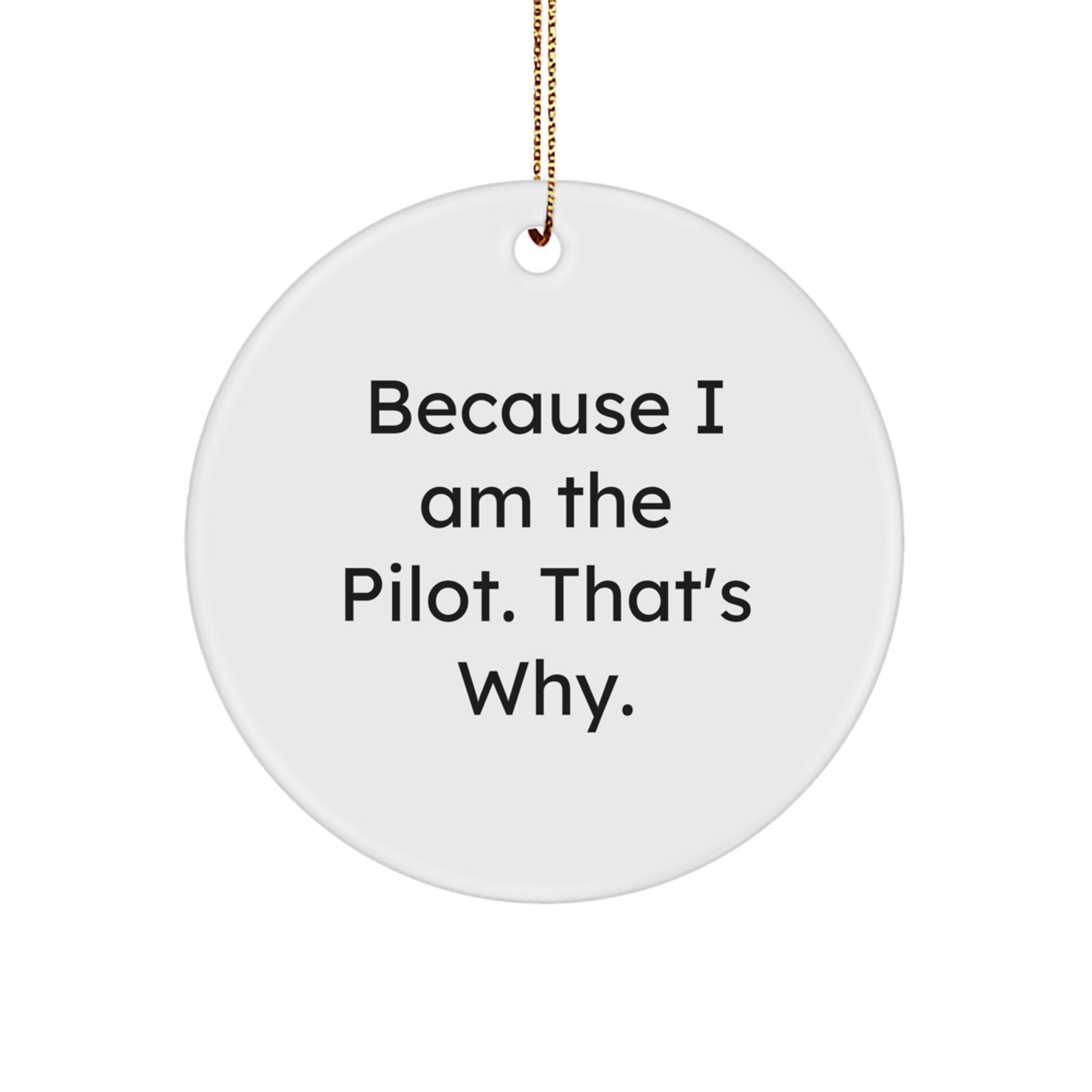 Funny Pilot Gifts from Men, Christmas Unique Ornaments for Pilot Friends, 'Because I Am The Pilot. That's Why.' - Image 1