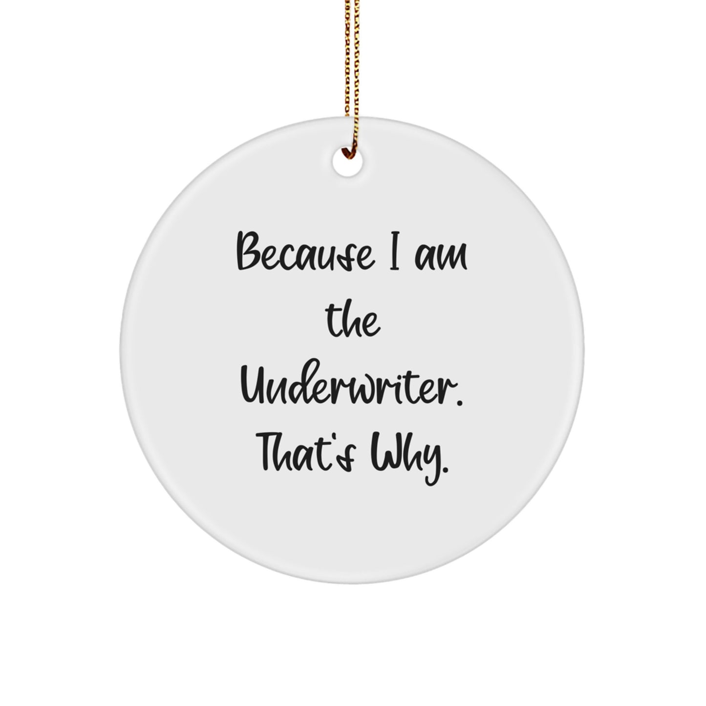 Funny Underwriter Gifts from Friends for Underwriter, Unique Circle Ornament Because I Am The Underwriter That's Why, Christmas Unique Gifts - Image 1