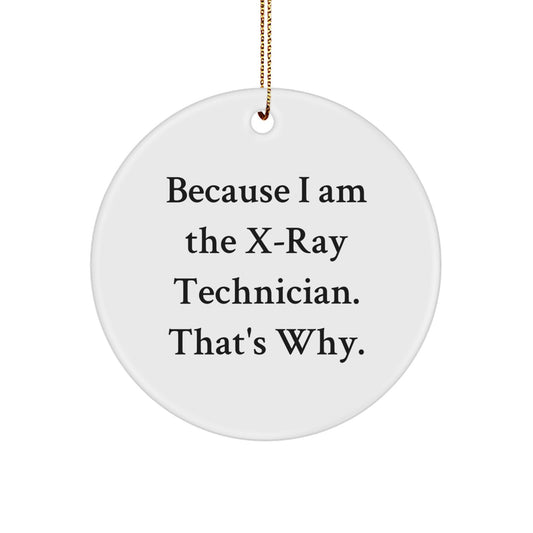 Funny X-Ray Technician Gifts from Men for X-Ray Technician, X-Ray Technician Circle Ornament, Christmas Unique Gift, Because 'I Am The X-ray Technician. That's Why.' - Image 1
