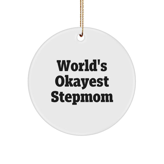 Funny Stepmom Gifts from Friends for World's Okayest Stepmom Christmas Unique Ornament, Circle Stepmom Mom Stepmom - Image 1
