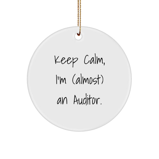 Funny Auditor Gifts, I'm (almost) An Auditor Circle Ornament, Christmas Unique Gifts from Friends for Men, Women, Coworkers, Family - Image 1
