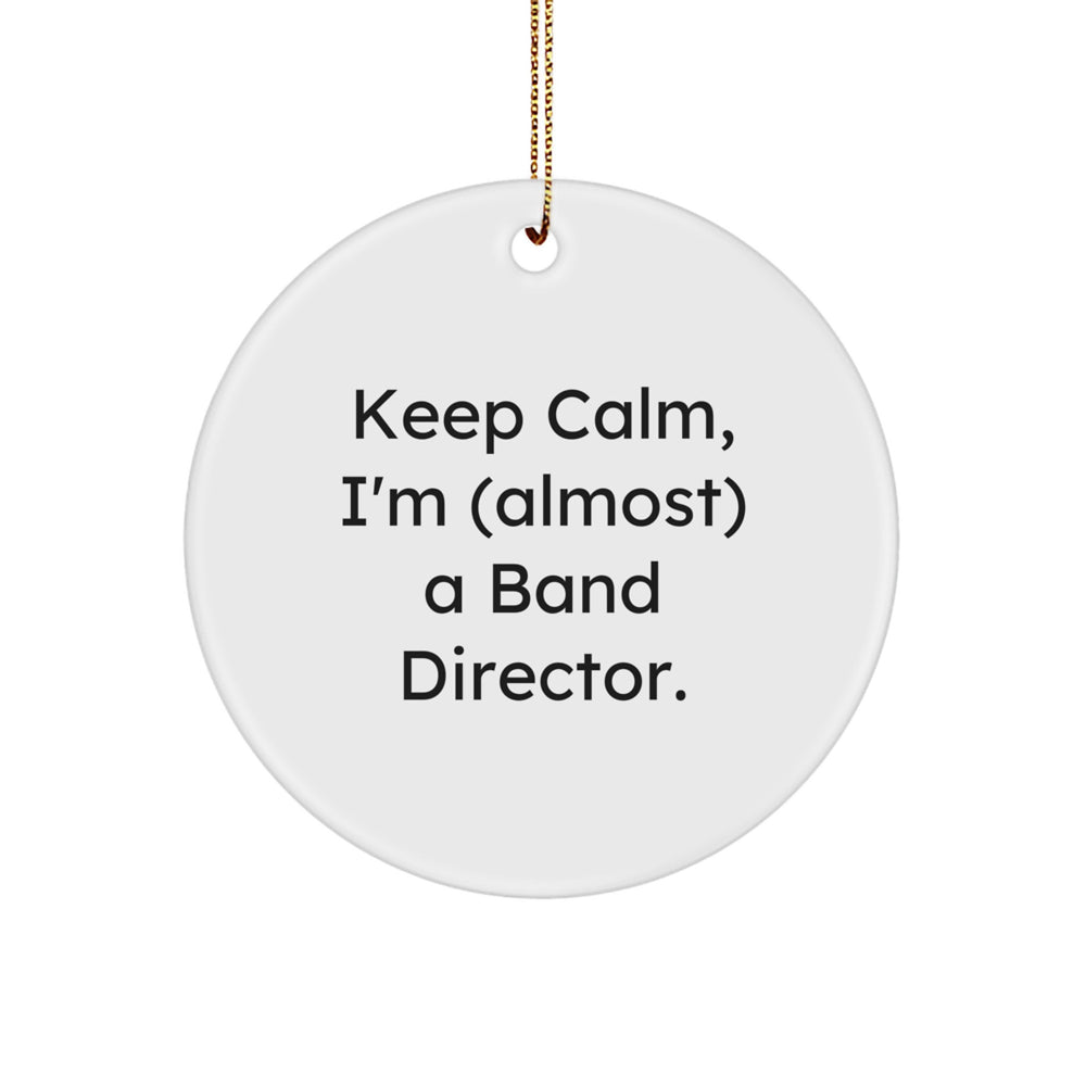 Funny Band Director Gifts from Mom, Circle Ornament Keep Calm I'm almost a Band Director Christmas Decorations - Image 1
