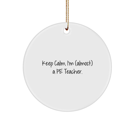 Funny PE Teacher Gifts, Keep Calm Circle Ornament, Christmas Unique Ornaments for PE Teachers, Gifts from Family, Friends for Men, Women, PE Teachers - Image 1