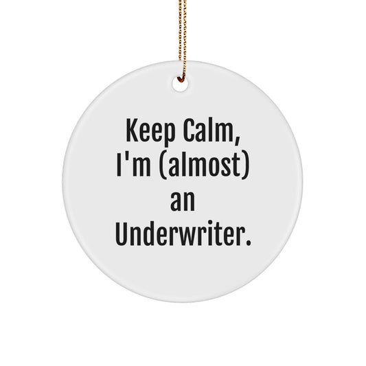 Funny Underwriter Gifts from Friends for Underwriter Christmas Unique Circle Ornament, Keep Calm I'm almost An Underwriter Underwriter - Image 1