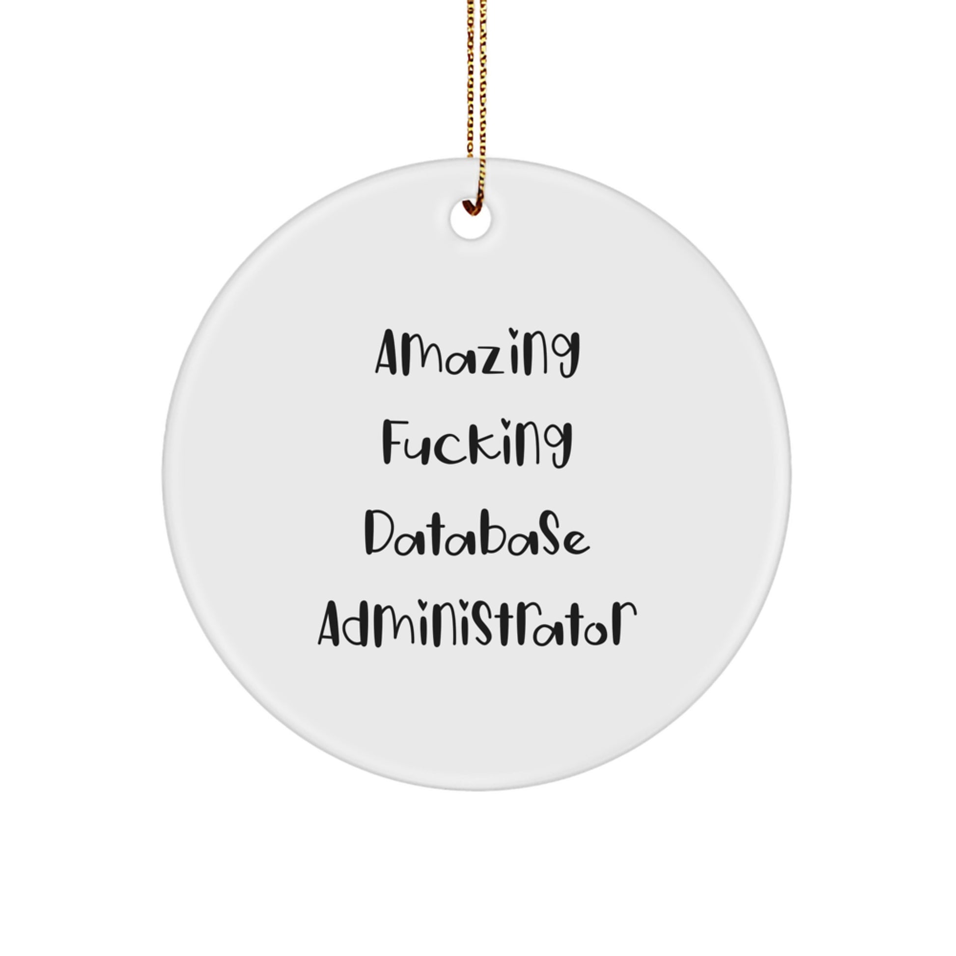 Funny Database Administrator Gifts for Men, Unique Christmas Circle Ornament with Amazing F--king Database Administrator Quote, Gifts from Friends for Family - Image 1