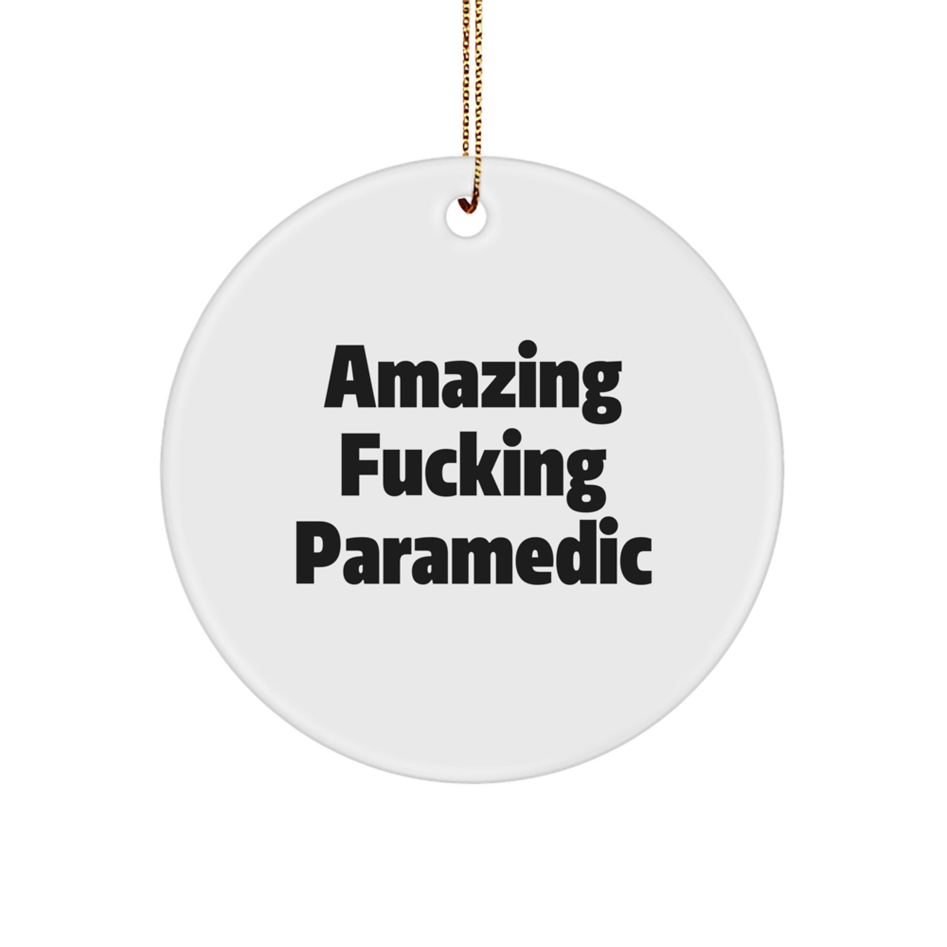 Funny Rescue Worker Gifts for Men, Unique Christmas Rescue Worker Circle Ornament with Amazing ' F--king Rescue Worker' Quote, Gifts from Friends - Image 1